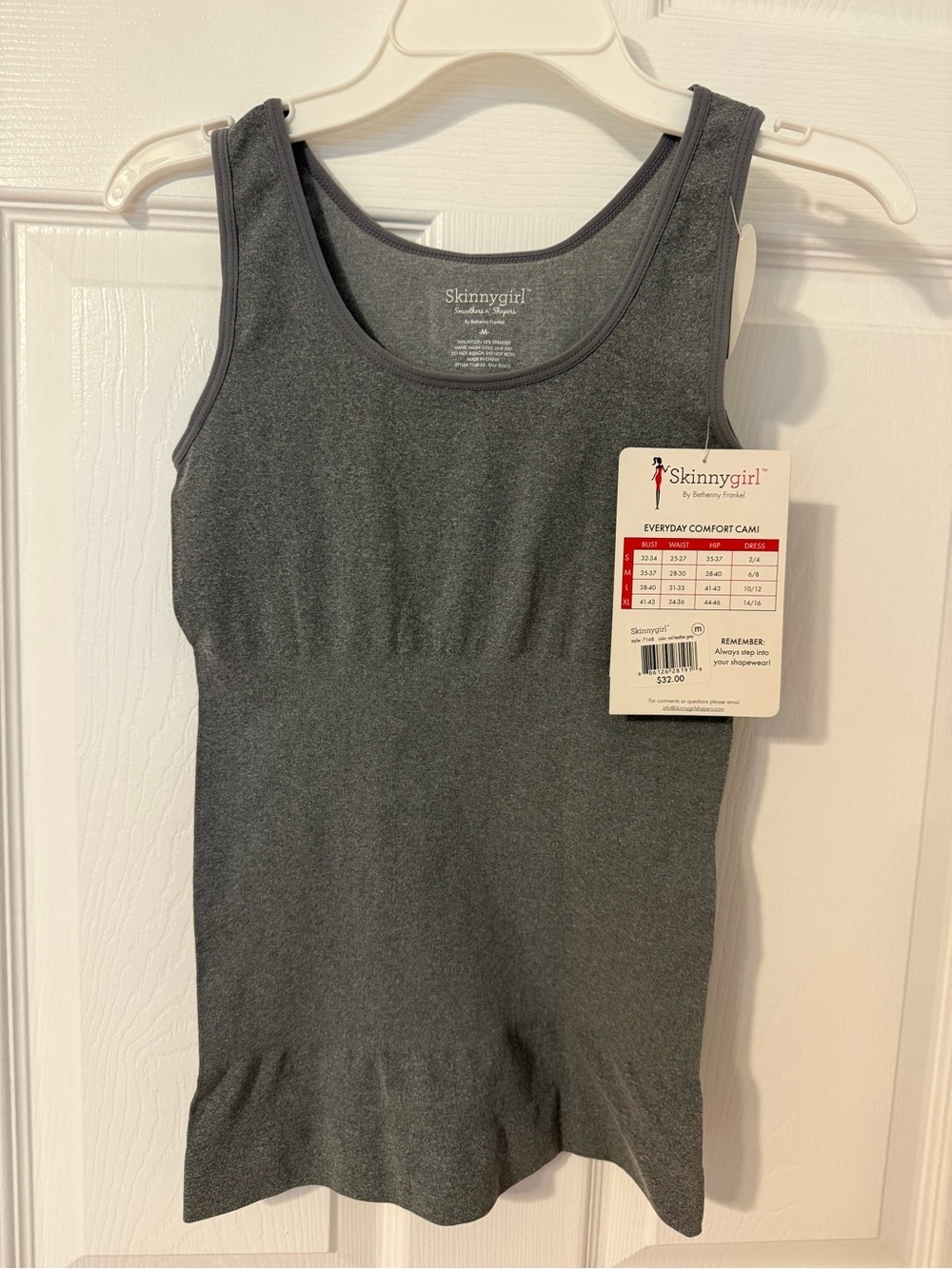 Skinnygirl by Bethenny Frankel Everyday Comfort Shaping Cami Gray Medium NWT
